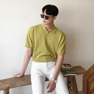 メンズTシャツの男の子サマットニットTシャツ薄い通気性半袖ポロシャツプラスサイズルーズトップスティーティーティーシルクxxl