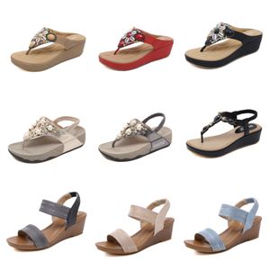 Gai Luxury Designer Bohemian Sandals Women Slippers Wedge Gladiator Sandal Womens Listic Leach Shoes String Bead Eur36-41