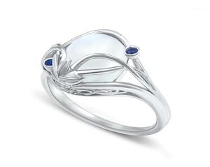 Anéis de casamento clássico hollow belas linhas imitando pérola cor prata colorida tampão temperamento simples mulheres 039s engajamento G5954567