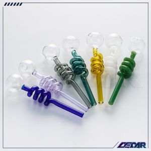 5.5 inch Spring design Pyrex Glass Oil Burner Pipe quality pipes transparent Great Tube tubes Nail tips Hand Hold Smoking Tubes