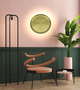 Wall Lamp Creative Copper Color Disc Bedroom Ceiling Bedside Living Room Dining Front And Rear Lighting