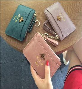 2019 Women039s wallet Rectangle Genuine leather Women039s billfold Zero purse Small Wallets Card bag honeybee Short Credit6171511