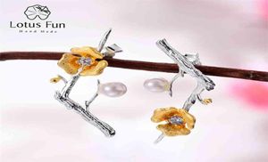Lotus Fun Real 925 Srebrne kolczyki ręcznie robione projektant biżuterii DeLive Plum Blossom Floss Drop for Women 2106244708137