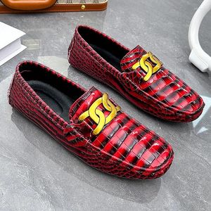 Casual Shoes 2024 Red Men Loafers Brand Fashion Mens Leather Moccasins Size 48 Luxury Driving Male Sapatos Mascu202nos