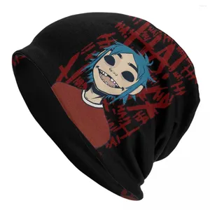 Basker gorillaz beanie hattar anime stickning hatt kpop termisk elastisk kvinnlig manlig möss