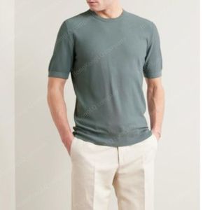 Designer Männer T-Shirt Loro Herren Blau schlanker Baumwoll- und Seidenblende T-Shirt Kurzärmele Tops Sommer T-Shirts Piana