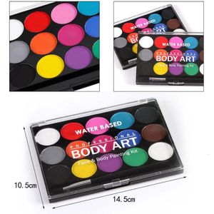 15 Colors Face Body Painting Non Toxic Safe Water Paint Oil with Brush Christmas Halloween Makeup Party Tools 240409