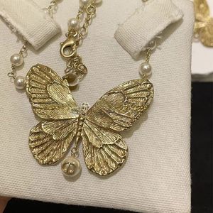 Роскошное жемчужное ожерелье моды бабочка подвесные ожерелья винтажный модный стиль