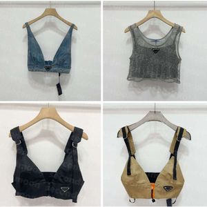 Shiny Rhinestone T Shirts Women Denim Sling Vest Sexig Cropped Top Party Tank Tops V Neck T-shirt BH Fashion Clothing 346354