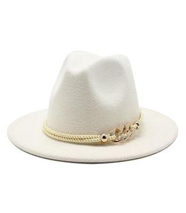 19 Farben Weitkrempe Einfache Kirchenderby Top -Hut Panama Solid Filz Fedoras Hüte für Männer Frauen künstliche Wolle Mischung Jazz Cap1349837