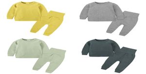 Set di abbigliamento per bambini inverno top solidi casual pantaloni protezione della pancia per bambini set di doppi set per bambini abiti da bambino casual 3m8t8153079