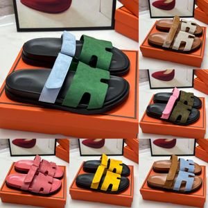 Size 35-45 Designer chypre sandals Slippers slides Womens Leather Blue Canvas Fuchsia Orange Black Suede Flats Slides Summer Beach Women Sandal Shoes Women and Men