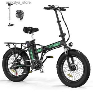 Cyklar hitway foldab ectric cykel för vuxna 20 x 4,0 fettdäck ebike med 750W motor 48V/15AH 7-växlad ektrisk cykel L48
