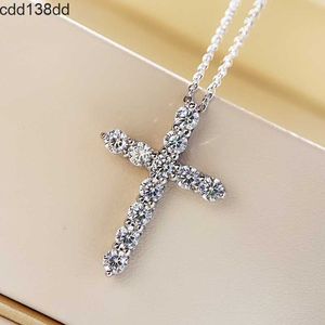 Handgefertigt 100% 925 Sterling Silber Cross Anhänger Diamond CZ Engagement Hochzeit Anhänger Halsketten für Frauen Brautparty Schmuck