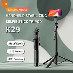 Selfie Monopods 2.15m UNTRA Uzun Selfie Stick Tripod K29 ​​360 Derek All-One Retractable Alüminyum Telefon Tutucu VLOG/SELFIE/VIDEO Y240418