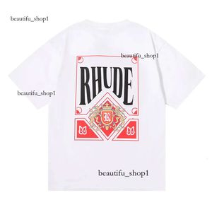 T -shirt Mens Rhude Tracksuits Designer Printing Letter Black White Grey R Summer Fashion Cord Cord Top Short Sleeve Rhode 835