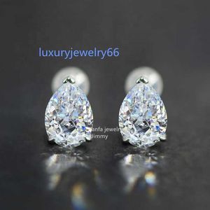 Zuanfa Best Selling Silver Jewelry 1ct-3ct d Lab Pear Moissanite Diamond Popular 925 Sterling Silver Mens Stud Earrings