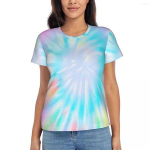 Women's T Shirts Tie Dye T-Shirts Colorful Hippy Print Casual O Neck Shirt Harajuku Oversized Tee Beach Design Clothing Streetwear