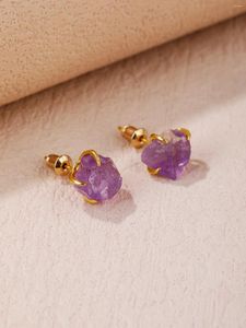 Stud Earrings BOROSA 5Pcs Amethyst Studs Women Birthstone For Unshaped GH007