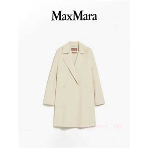 Płaszcz damski kaszmirowy płaszcz designerski płaszcz mody Maxmaras 2024 wiosna/lato nowy produkt damski dwustronne wełny kaszmirowy piasek