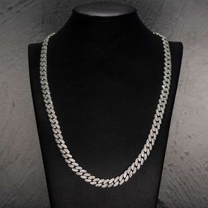 VVS1 D Färg Iced Out Diamond Miami Chain Halsband för män 8mm 925 Sterling Silver Cuban Link Chain Moissanite