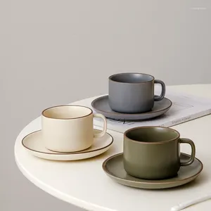 Mugs 230-250ml Ceramic Mug With Saucer Set Creative Cups Gift Afternoon Coffee Tea Cute Drinkware