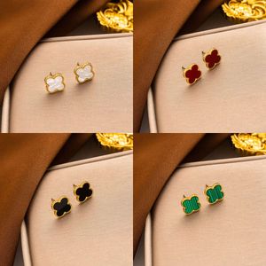 Plated Gold Designer Stud Earring 4/four Leaf Clover Jewelry Fashion Charm Women Studs Wedding Gift High Quality s