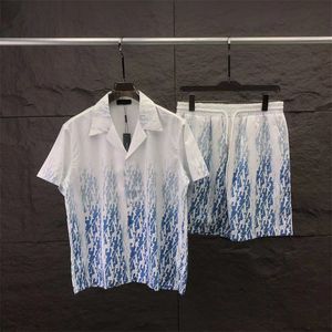 Herrspårar Mens Hawaiian Beach Set Semestertröjor för män och kvinnor Färgblockerande Shorts Set B11