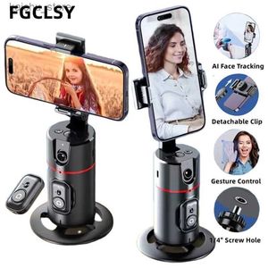 Selfie Monopods FGCLSY New Wireless Gimbal Stabilizer Selfie Stick 360 Degree Face Tracking With Bluetooth Shutter For Smartphone Live Recording Y240418