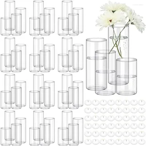 Vase 48 PCS 4サイズのガラスシリンダー花瓶丸い休日の結婚式のセンターピースパーティー装飾貨物無料ホームデコレーション