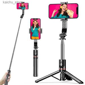 Selfie Monopods Portable 44 Inch Selfie Stick Phone Tripod with Wireless Remote Extendable Smartphone Tripod Compatible with iPhone Android Sams Y240418
