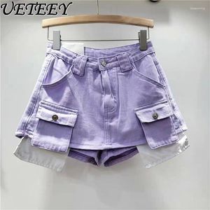 Women's Shorts Sweet Girl Summer Design Denim 2024 High Waist Slimming Fried Street A- Line Pants Tide Short Jeans