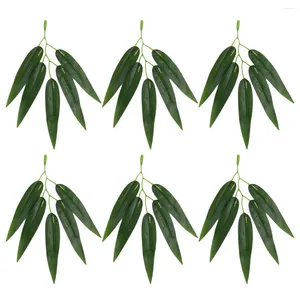 Flores decorativas 50 PCs Plantas tropicais Office Buquê de casamento artificial de folhas de bambu simuladas