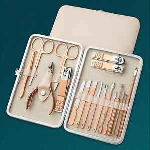 Rostfritt stål Manikyrpedikat Kit Professionell nagelfotvård 710121518 PCS Rose Gold Clipper Set 240415