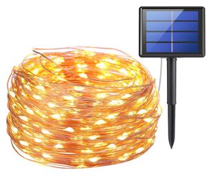 LED Strings 10m 100 LEDs Solar Lamps Copper Wire Fairy String Patio Lights 33ft Waterproof for Outdoor Garden Christmas Wedding P3576329