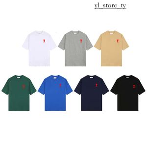 amis 2024 Yeni Nakış Tişörtleri Erkek Kadın Tasarımcısı Lüks Amis T Shirt Modaya Modeli Erkekler Gevşek Tişört Tshirt Yüksek Kaliteli Pamuk Polo Giyim Boyutu S-XL 6313