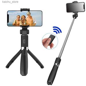 Selfie monopody kompatybilne się z Bluetooth Selfie Stripod do telefonu Monopod bezprzewodowe składane ręczne migawkę zdalne sterowanie Mini Y240418