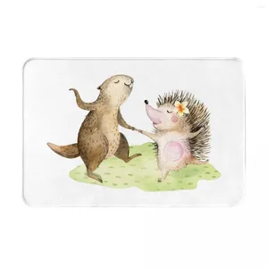 Carpets Squirrel Hedgehog Doormat Indoor Welcome Flannel Mat Entrance Outside Patio Anti-Slip Mats Durable & Washable 16x24 In