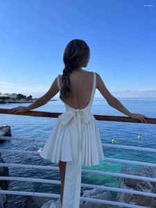 Casual Dresses European and American Fashion Classics Women's Clothing Gracieful Bow Backless Tube Top Flat Spaghetti Straps STEVELESS Dress