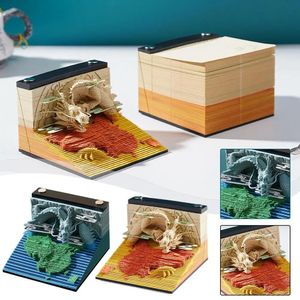 Dragon 3D Notepad 3D Art Weekly Calender Memo Sticky Model Paper Blocks 3D Gift Pad Carving 3D Note Y3H1 240410