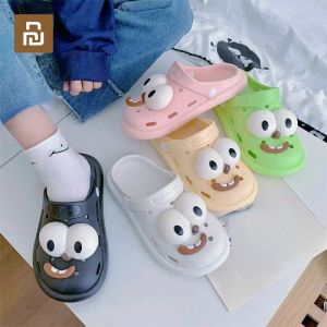 Products Mijia Cartoon Big Eyed Dog Slippers Women Summer Home Indoor Anti Slip Cartoon Baotou Hole Shoes Thick Sole Slippers for Journey