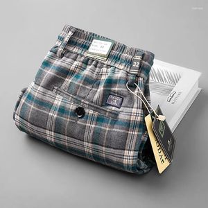 Men's Pants 2024 Men Trousers High-Quality Plaid Slim Fit Formal Scottish Style Fashion Casual Man Clothing Dress Length