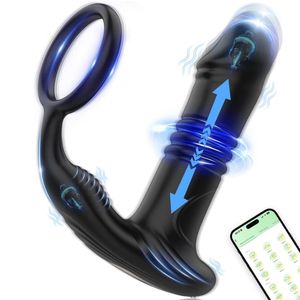 Massageador de vibradores anal de empurração Massageador de próstata com 6 telescopia 9 modos de vibração Toys de sexo adulto estimulador vibrando plug plug pênis vibradores vibradores de homens casal