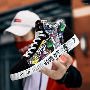 Casual Shoes 2024 Classic Mode Fashion Sports Graffiti High Top Spring i Autumn Vulcanized Flat Heel Camuflage