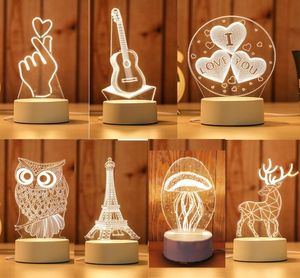 Creative 3D LED Night Lights Gadget Novelty Illusion Lamps Tischlampe für Heimatkorrekturlicht4523211