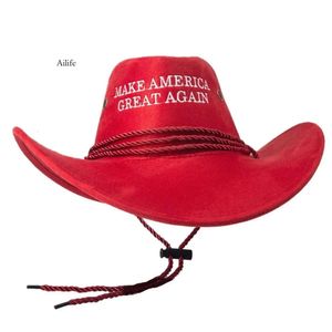 Trump Red Hat Make American Great Again Again Uomini e donne in stile etnico Cappelli da cavalieri retrò 0418