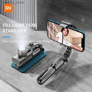 Selfie Monopods L18s MINI Mobile Phone Stabilizer Handheld Pan Tilt Selfie Stick with Fill Light for IPhone Cell Phone Smartphone Y240418