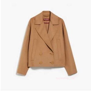 Women's Coat Cashmere Coat Designer Fashion Coat MaxMaras 2024 Spring/Summer New Product Womens Double Breasted Button Wool Blended Short Coat Camel