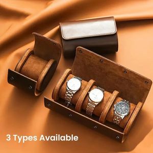 Travel Watch Case Roll Organizer for Men Vegan Faux Leather Watch Display Case Watch Storage Holder for Collection 240418