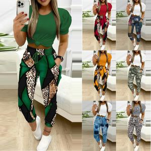 Designer Tracksuits Summer Outfits plus size 3XL Women Two Piece Sets Short Sleeve T-shirt and Printing Pants portswear Casual Sweatsuits Wholesale Clothing 10981